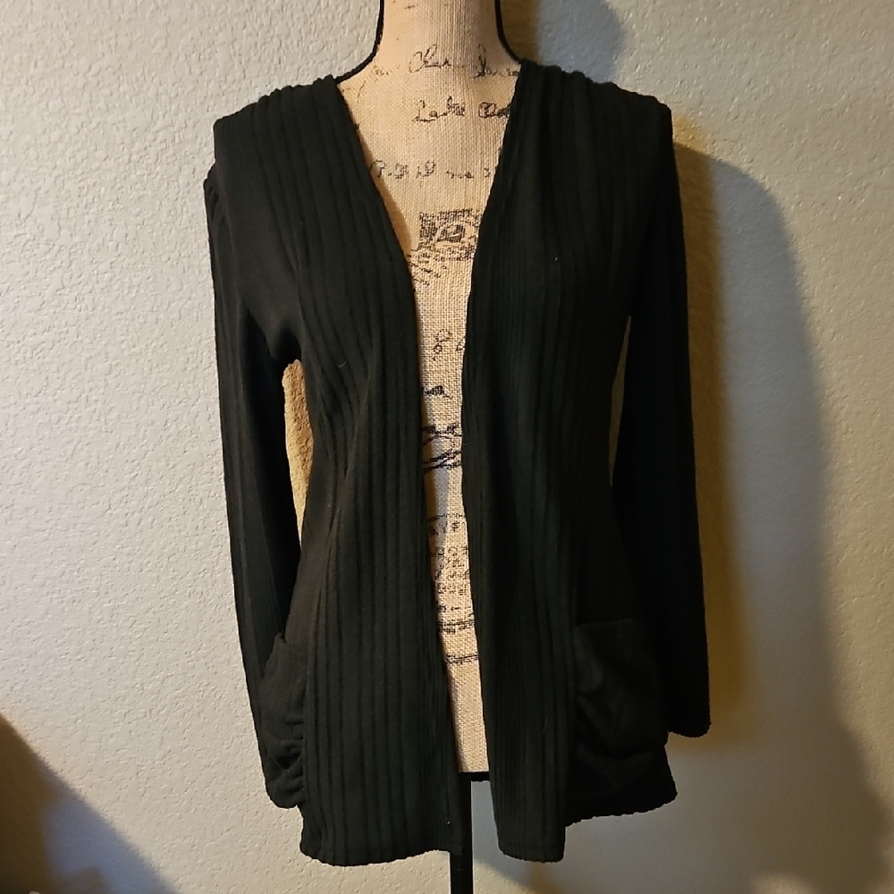 SHEIN Black Open-Front Cardigan Sweater